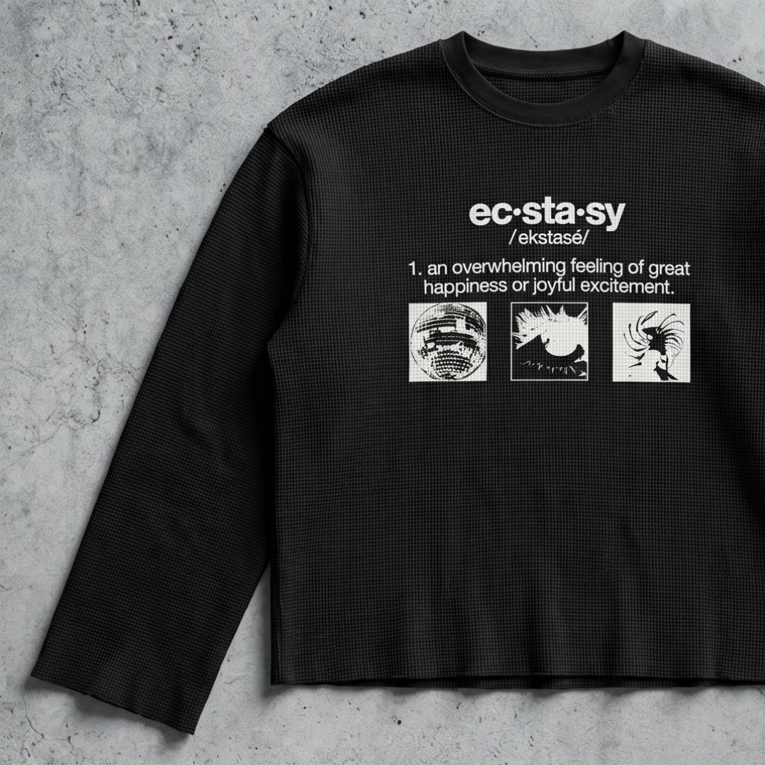 DICTIONARY WAFFLE-KNIT LONG SLEEVE
