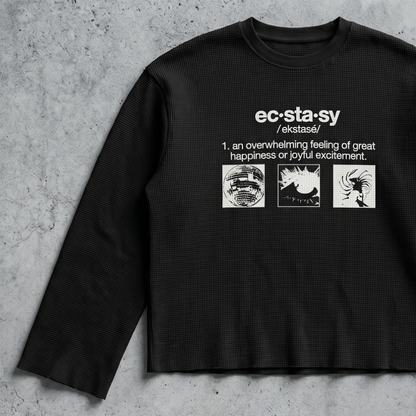 DICTIONARY WAFFLE-KNIT LONG SLEEVE